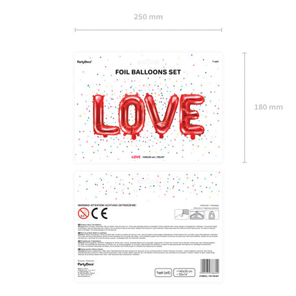 Set di palloncini a forma di lettera Love Red Empty 1,4m