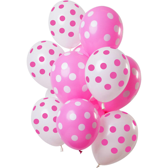 Palloncini rosa a pois 30cm 12pz