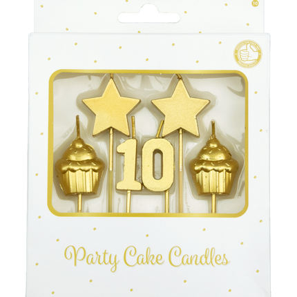 Candele 10 anni Cupcake Oro 17,5cm