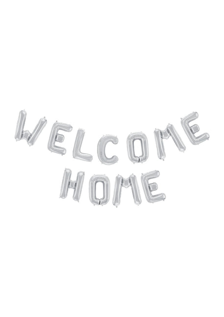 Set di palloncini a forma di lettera Welcome Home Argento