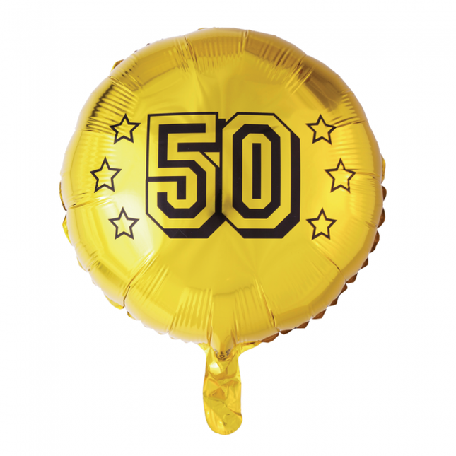 Palloncino ad elio 50 anni oro 45 cm vuoto