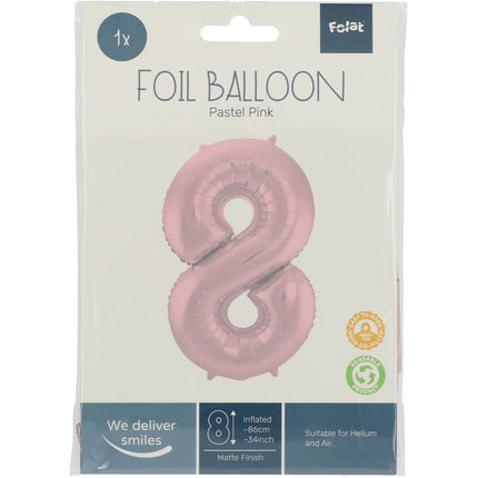 Palloncino Foil Figura 8 Rosa Pastello XL 86cm vuoto