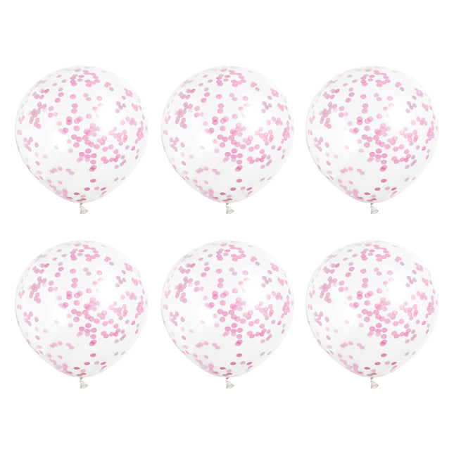 Palloncini a coriandoli rosa 40cm 6pz