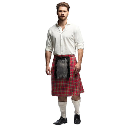 Kilt rosso da uomo con borsa