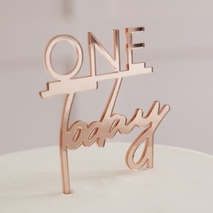 Cake topper oro rosa 1 anno 11 cm