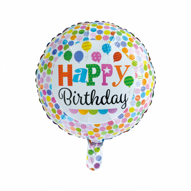 Palloncino ad elio Happy Birthday Dots Decorazione 45cm vuoto