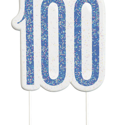 Candela 100 Years Glitter Blue 8,5 cm