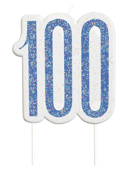 Candela 100 Years Glitter Blue 8,5 cm