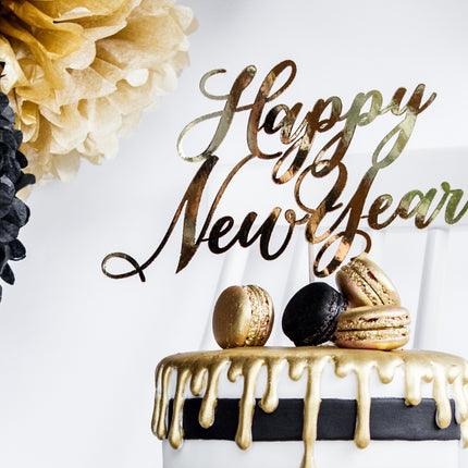 Cake topper Happy New Year Oro 24 cm