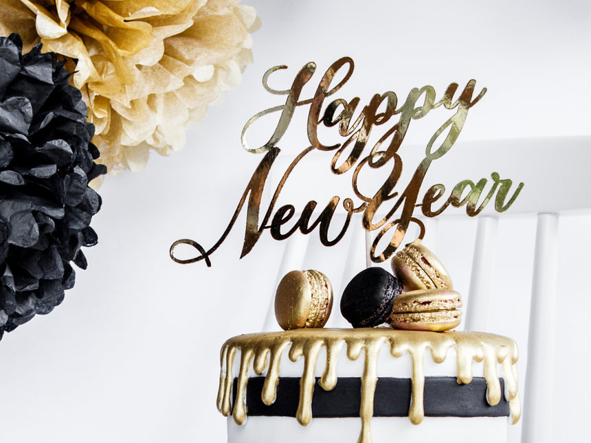 Cake topper Happy New Year Oro 24 cm