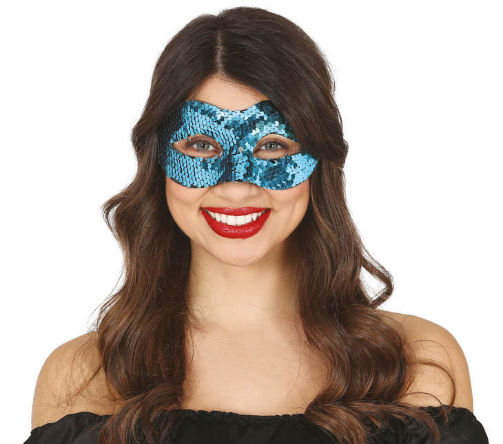 Maschera azzurra con paillettes