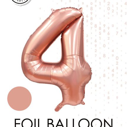 Palloncino con figura in oro rosa 4 anni lucido 86 cm