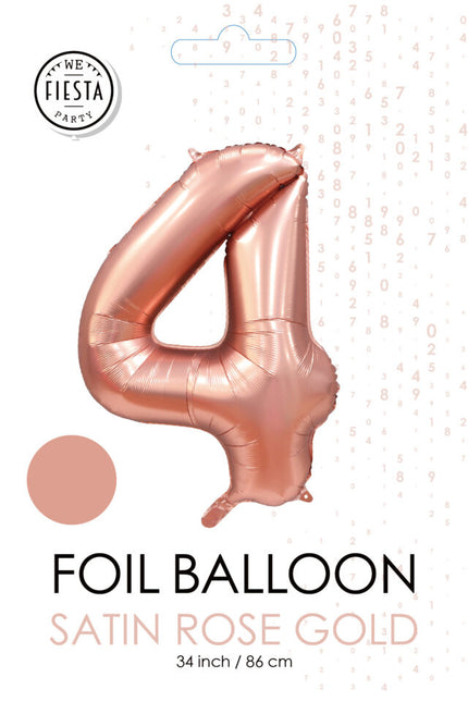 Palloncino con figura in oro rosa 4 anni lucido 86 cm