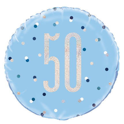 Palloncino ad elio 50 anni blu 45 cm vuoto