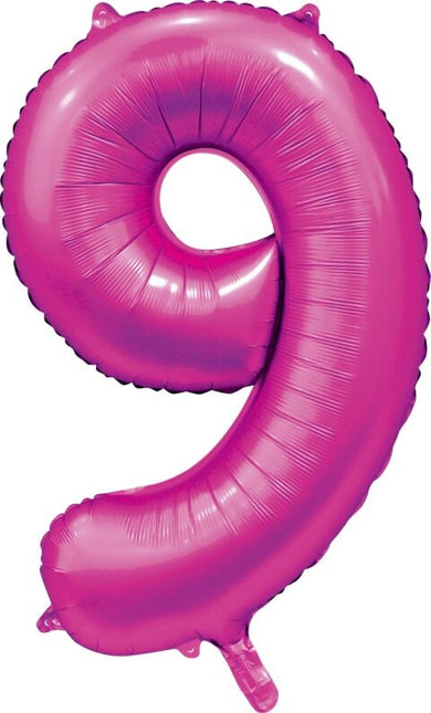 Palloncino Numero fucsia 9 anni lucido 86 cm