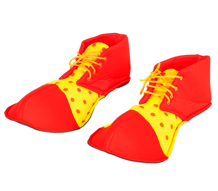 Scarpe da clown rosso giallo 36 cm