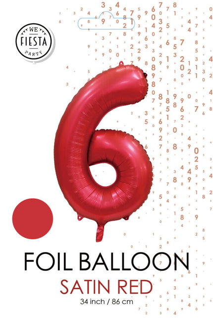 Palloncino numero rosso 6 anni lucido 86 cm