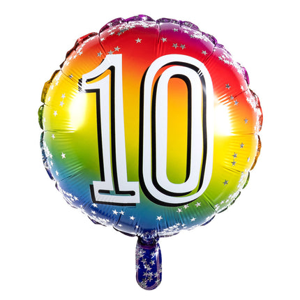 Palloncino numero arcobaleno 10 anni 45 cm