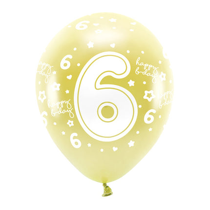 Palloncini 6 anni oro 33cm 6pz