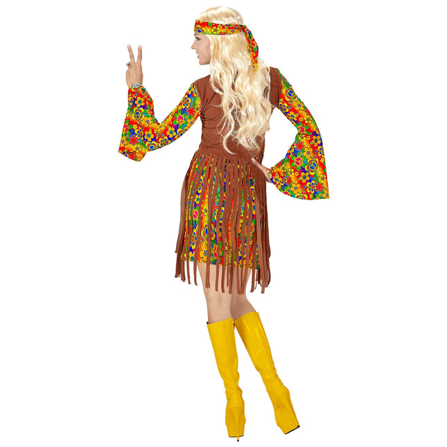 Costume Hippie 60S Marrone Donna 3 pezzi