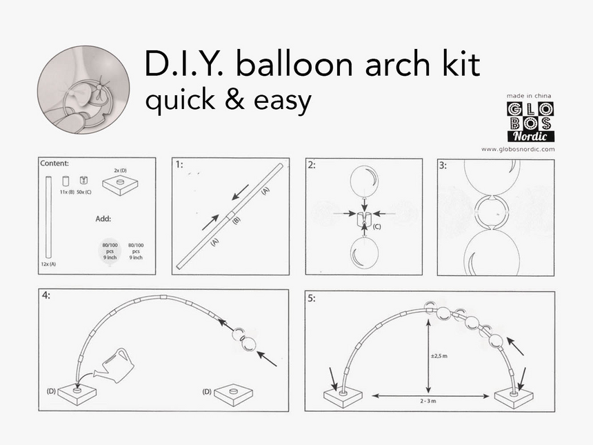 Arco di palloncini fatto in casa Set 3x2,5m