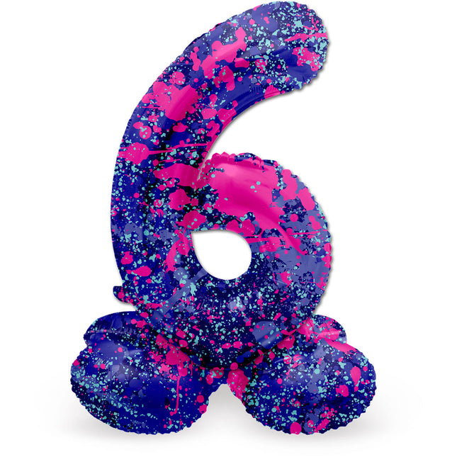 Palloncino Numero 6 Anni Splatters con Vuoto Standard 72cm