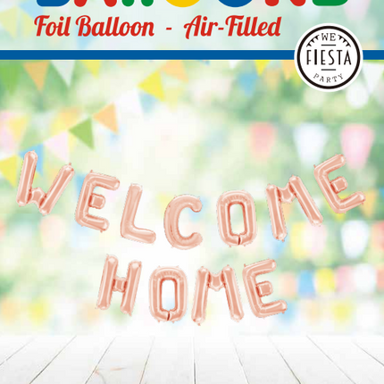 Set di palloncini a forma di lettera Welcome Home Oro Rosa