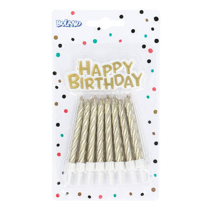 Candele dorate di buon compleanno 16 pezzi