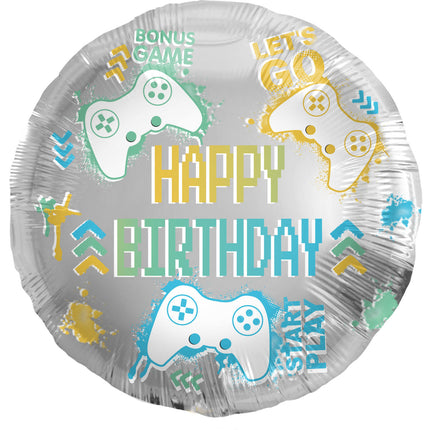 Palloncino ad elio Happy Birthday Gaming vuoto 45 cm