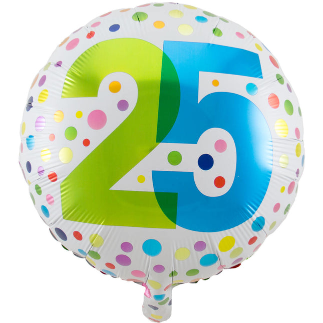 Palloncino ad elio 25 anni a pois 45 cm vuoto