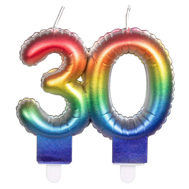 Candela arcobaleno 30 anni 8 cm