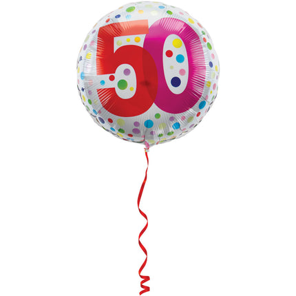 Palloncino ad elio 50 anni a pois 45 cm vuoto