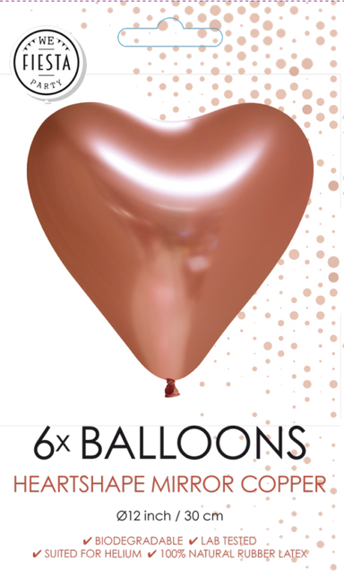 Palloncini a cuore in rame 30cm 6pz