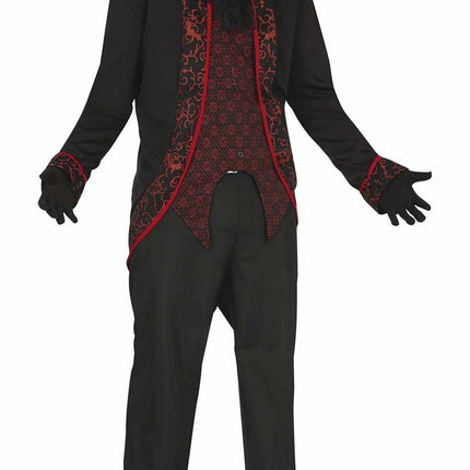 Costume da Vampiro Halloween Uomo Rosso Nero