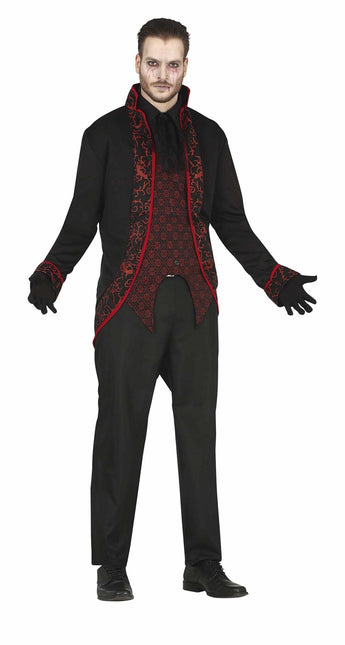 Costume da Vampiro Halloween Uomo Rosso Nero