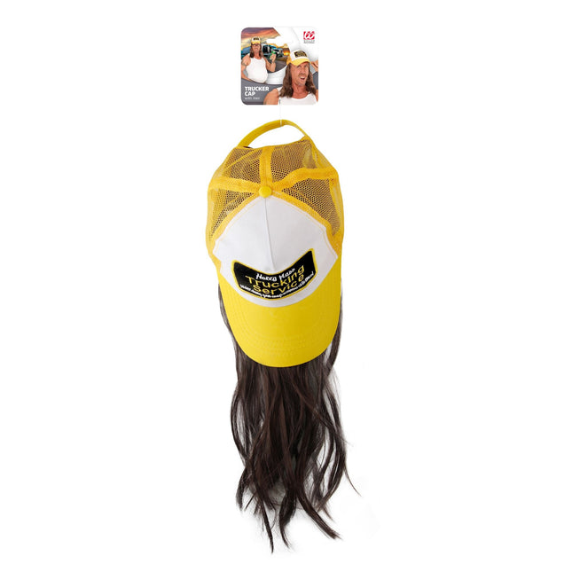 Cappellino giallo Trucker con capelli