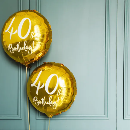 Palloncino ad elio 40° compleanno oro vuoto 45 cm