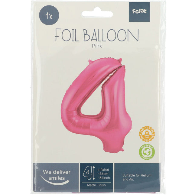 Palloncino Foil Figura 4 Matt Pink XL 86cm vuoto