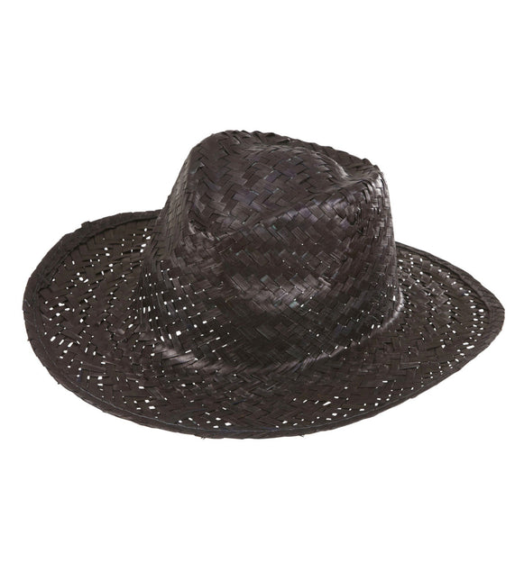 Cappello da cowboy in paglia nera