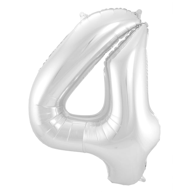 Palloncino Foil Figura 4 Silver Metallic XL 86cm vuoto