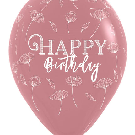 Palloncini Happy Birthday Blossom Rosewood 30cm 25pz