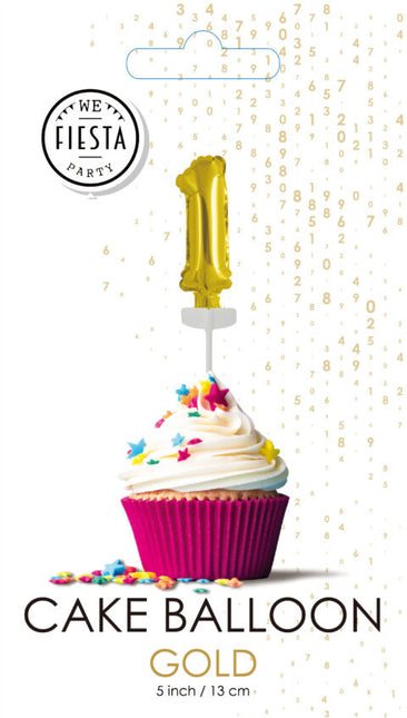 Palloncino in foil 1 anno Gold Cake topper 12,5 cm