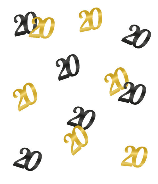 Coriandoli da tavola oro nero 20 anni 0,5 cm