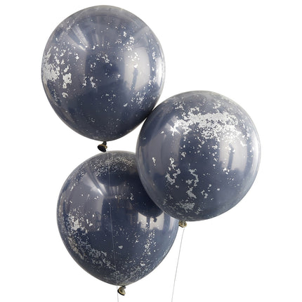 Palloncini con coriandoli blu scuro a doppio strato 45 cm 3 pezzi