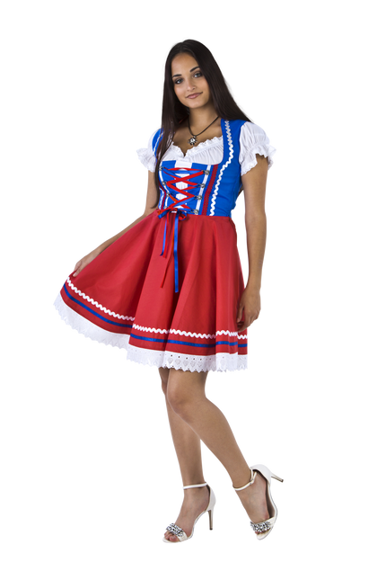 Dirndl 2-dlg., blu/rosso, camicetta Carmen