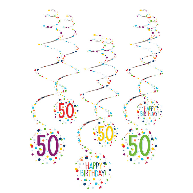 Decorazione appesa 50 anni Buon Compleanno Coriandoli 61cm 6pz