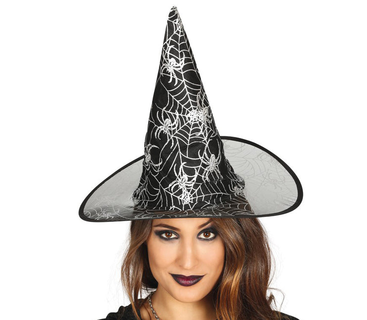 Cappello da strega di Halloween Ragnatela nera