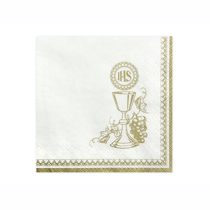 Tovaglioli Prima Comunione Ihs Oro Bianco 33cm 20pz