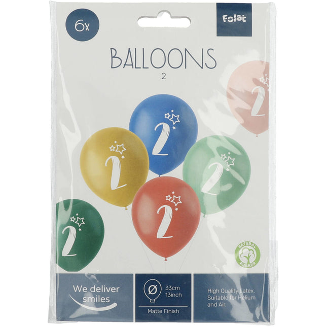 Palloncini 2 anni colorati 33cm 6pz