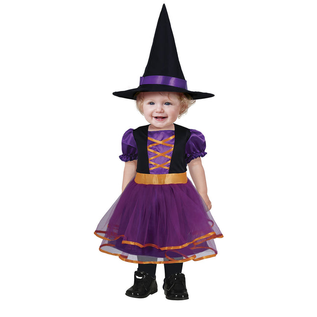 Costume di Halloween da strega per bambini viola/arancione